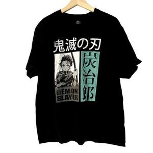 Demon Slayer Tanjiro Kamado Anime Graphic Short Sleeve Tee Black Adult XL